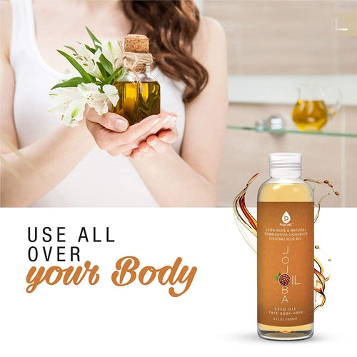 GlowKur Golden 100% Jojoba Hair, Scalp & Body Oil – 6 oz