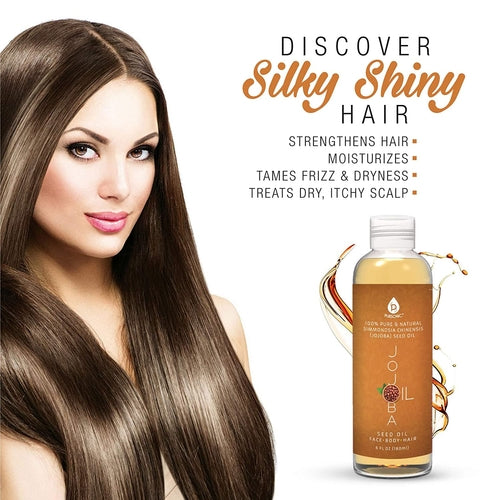 GlowKur Golden 100% Jojoba Hair, Scalp & Body Oil – 6 oz